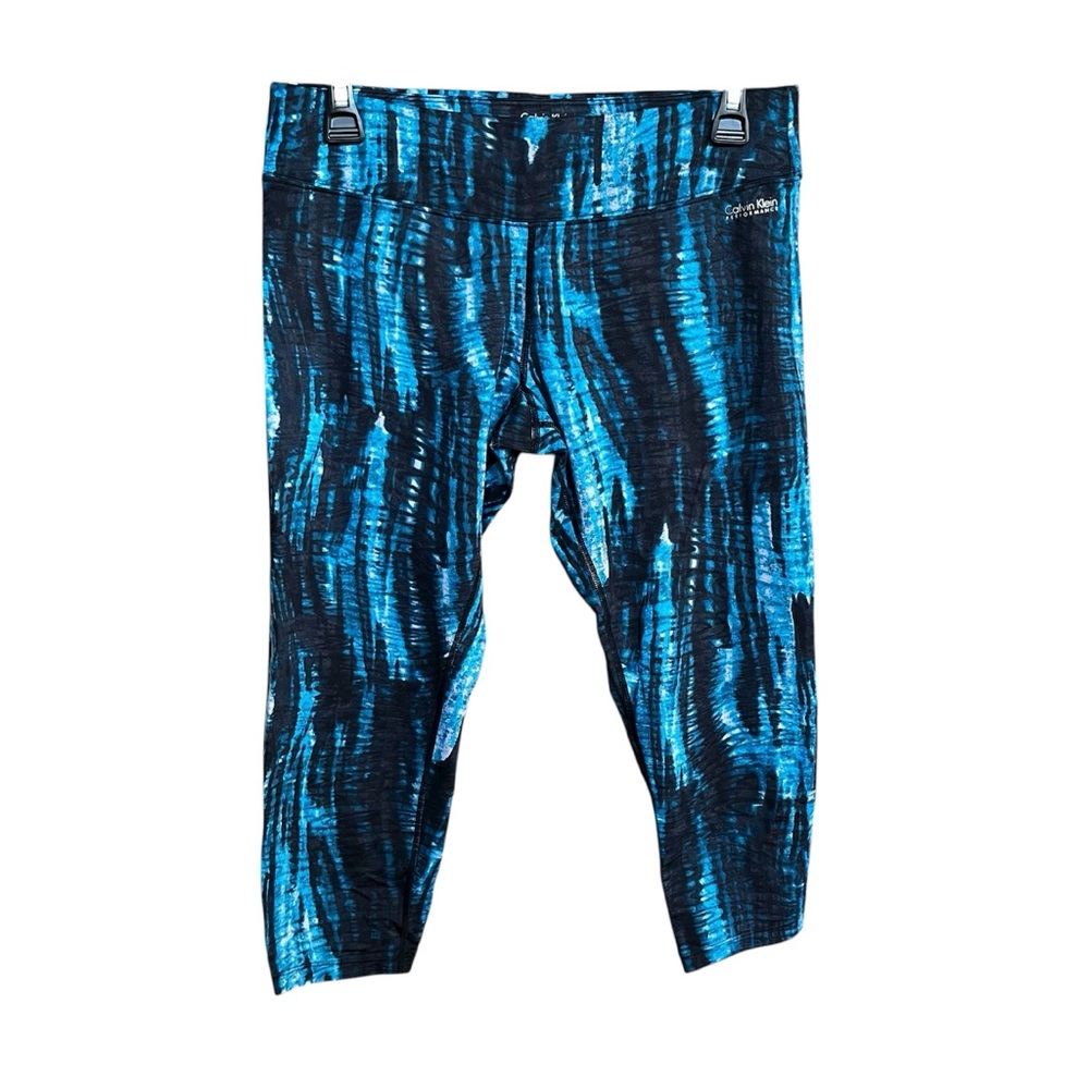 Calvin Klein Performance Quick Dry Women L Blue Tie Dye Yoga Legging Capri